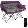 LANMOUNTAIN Folding Loveseat Camping Chair, Portable Double Chair w/Cup Holder,Wine Glass Holder,Carry Bag Heavy Duty Lawn Chair for 2 Adults,Perfect for Camp,Hiking,Picnics and Beach Trips,Purple