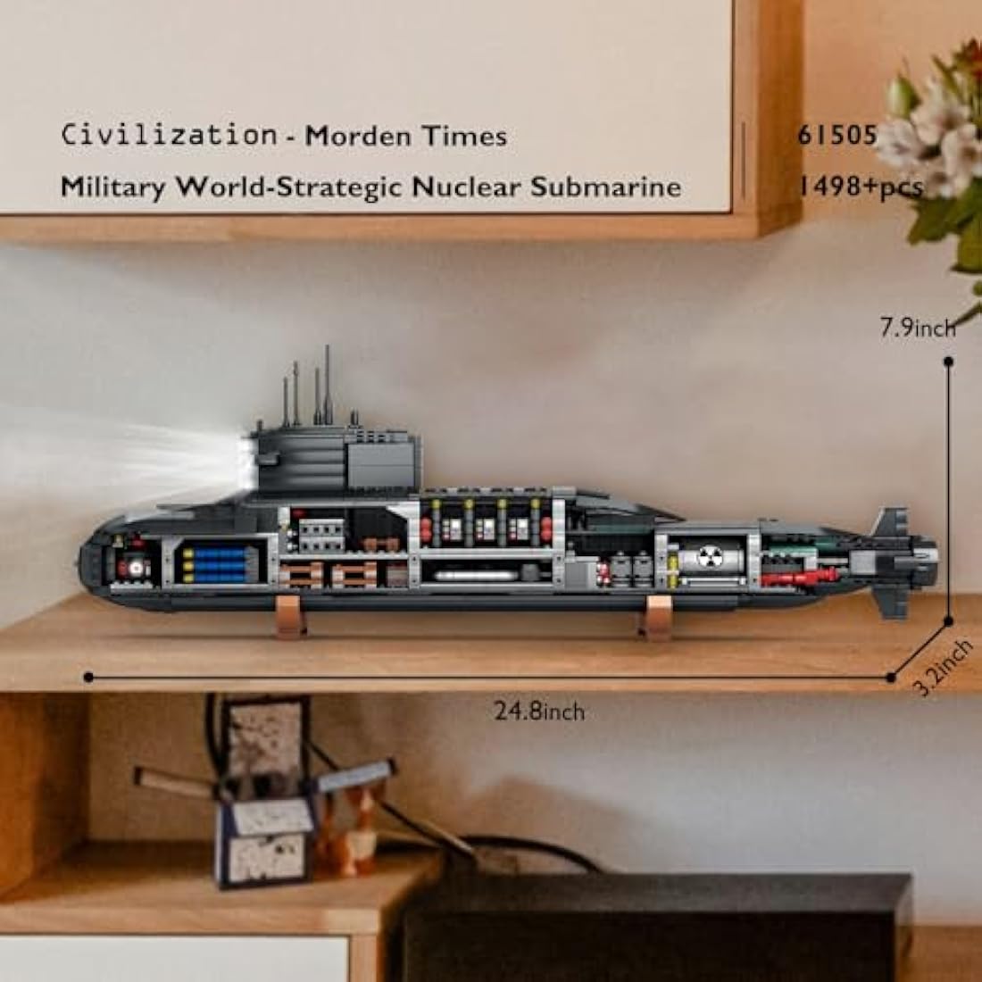 JMBricklayer Nuclear Submarine Building Blocks Sets with Lights, Military Type-094 Submarine Model Kits, WW2 Collectible Battleship Construction Toys Decor, Gifts for Adults Boys Teens 14+