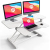 PUTORSEN Standing Desk Converter, 36" Height Adjustable Sit Stand Desk Riser with Keyboard Tray, Dual Tiered Computer Workstation with Cup Holder and Note Board up to 15kg, White