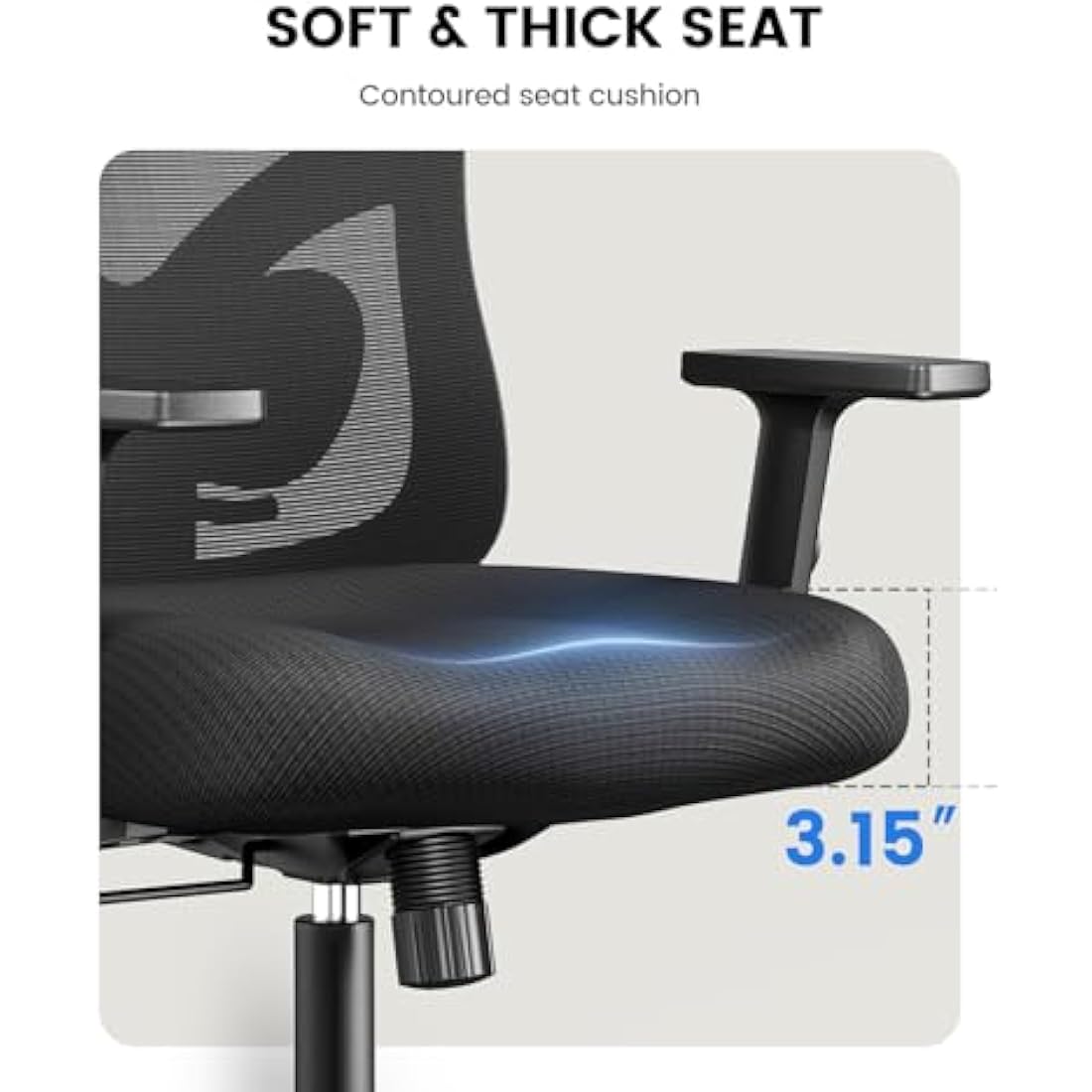 NOBLEWELL Ergonomic Office Chair, Home Office Desk Chairs with Adjustable Lumbar Support, Headrest, 2D Armrest, Computer Chair Backrest 135° Freely Rocking Relaxation, for Home Gaming, Black
