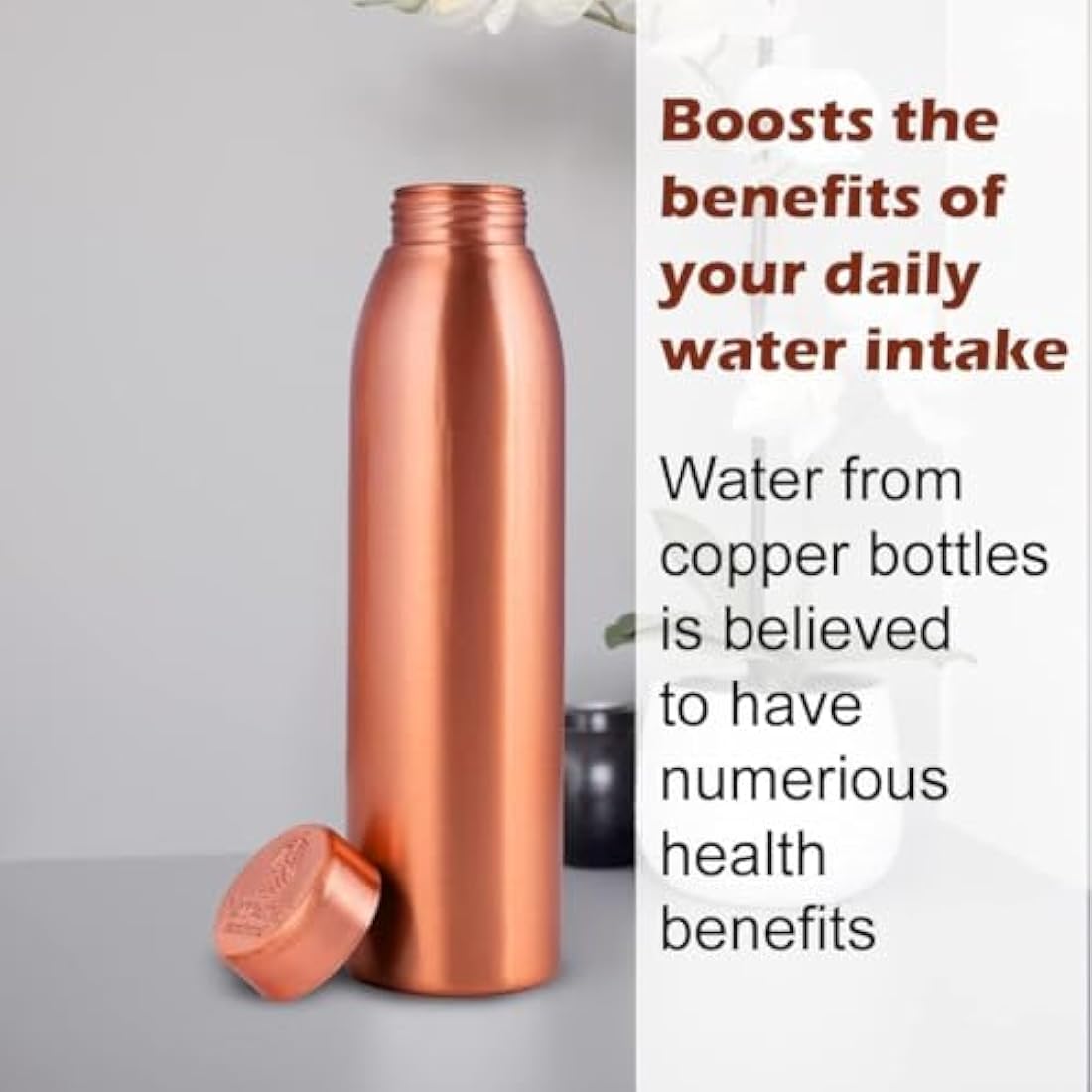 NORMAN JR, Copper Water Bottle 1L - Gift Box of 3, Plain, an Ayurvedic vessel made from pure copper - helps you drink more water, with many health benefits