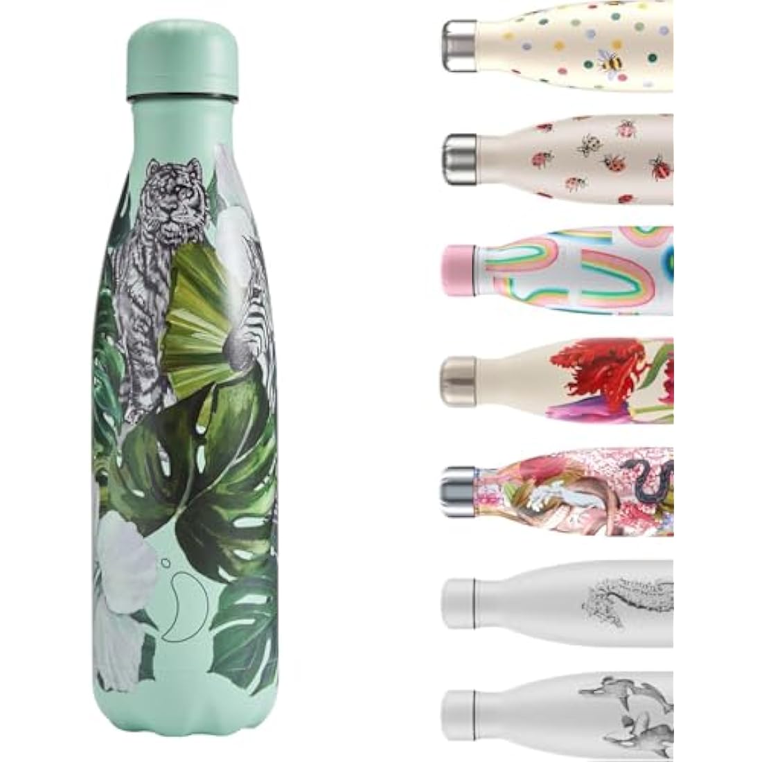 Chilly's Water Bottle - Stainless Steel and Reusable - Leak Proof, Sweat Free - Wild Monstera, 500ml