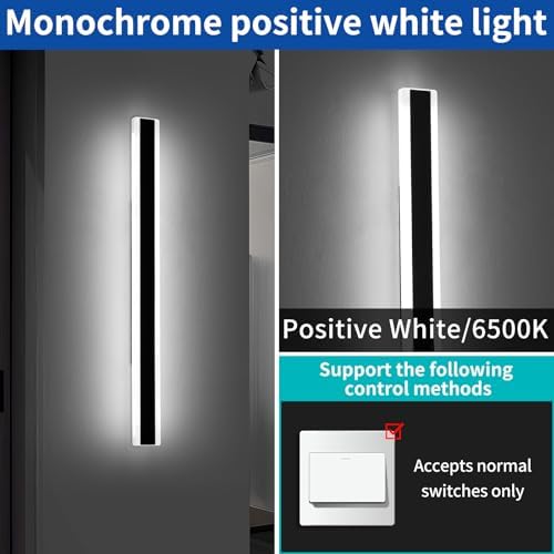 Mikeru 120cm Outdoor Wall Light, 2 Pack 42W 6500k Cold White Long LED Light, Modern Acrylic Aluminium Black Wall Sconce, IP65 Water Resistant, for Porch, Deck, Garden, Villa