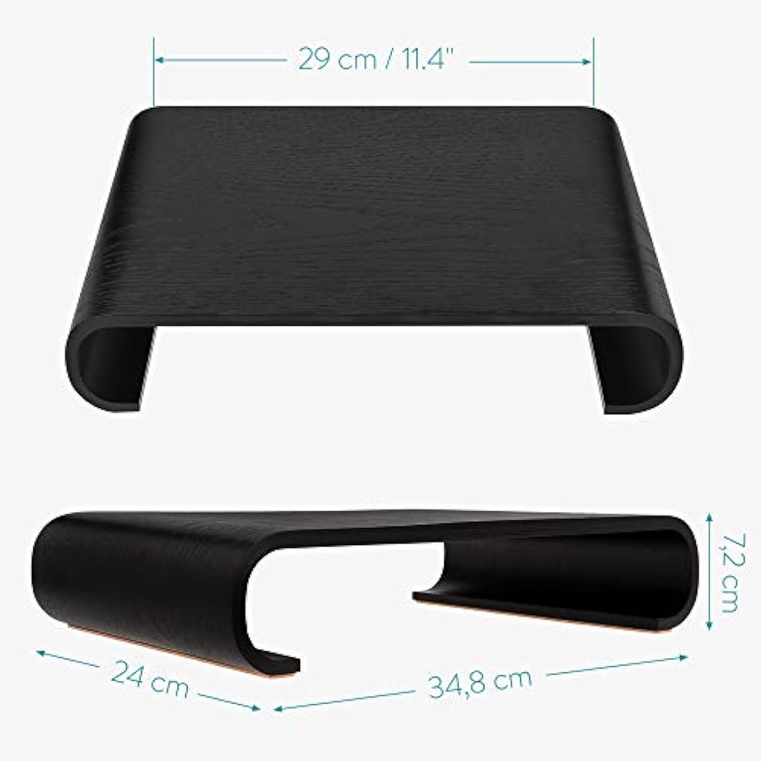 Navaris Computer Monitor Wood Stand - Universal Desk Monitor Holder - Desktop Dock Wooden Mount Display Riser for PC TV Laptop - Oak in Black