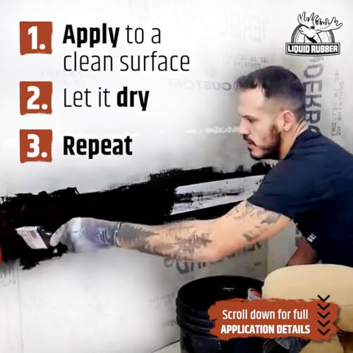 Liquid Rubber Basement and Foundation Repair Sealant - Waterproof Concrete Sealer & Crack Filler - Flexible Coating for Indoor & Outdoor Use - Waterproofing Paint - Black, 3.78 Litres