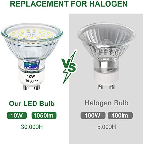Unikcst GU10 LED Bulbs Dimmable 10W Cool White Spotlight Replaces 100W Halogen Bulbs 1050lm 6000K LED Spot Lights 240V No Flickering,Pack of 10