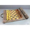 Stonkraft 19" x 15" (Chess Board Size 12" x 12") Genuine Roll-Up Leather Chess Set - With Wooden Chess Pieces - Brown Grey | Comes with a Innovative Carry Pouch