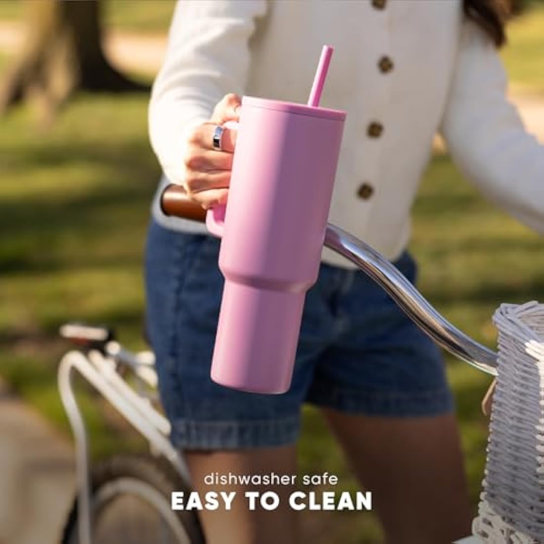 Simple Modern Tumbler 40 oz with Handle and Straw | Insulated Stainless Steel Water Bottle Iced Coffee Cup Travel Mug | Gifts for Women & Men | Trek | 1180ml | Lavender Mist