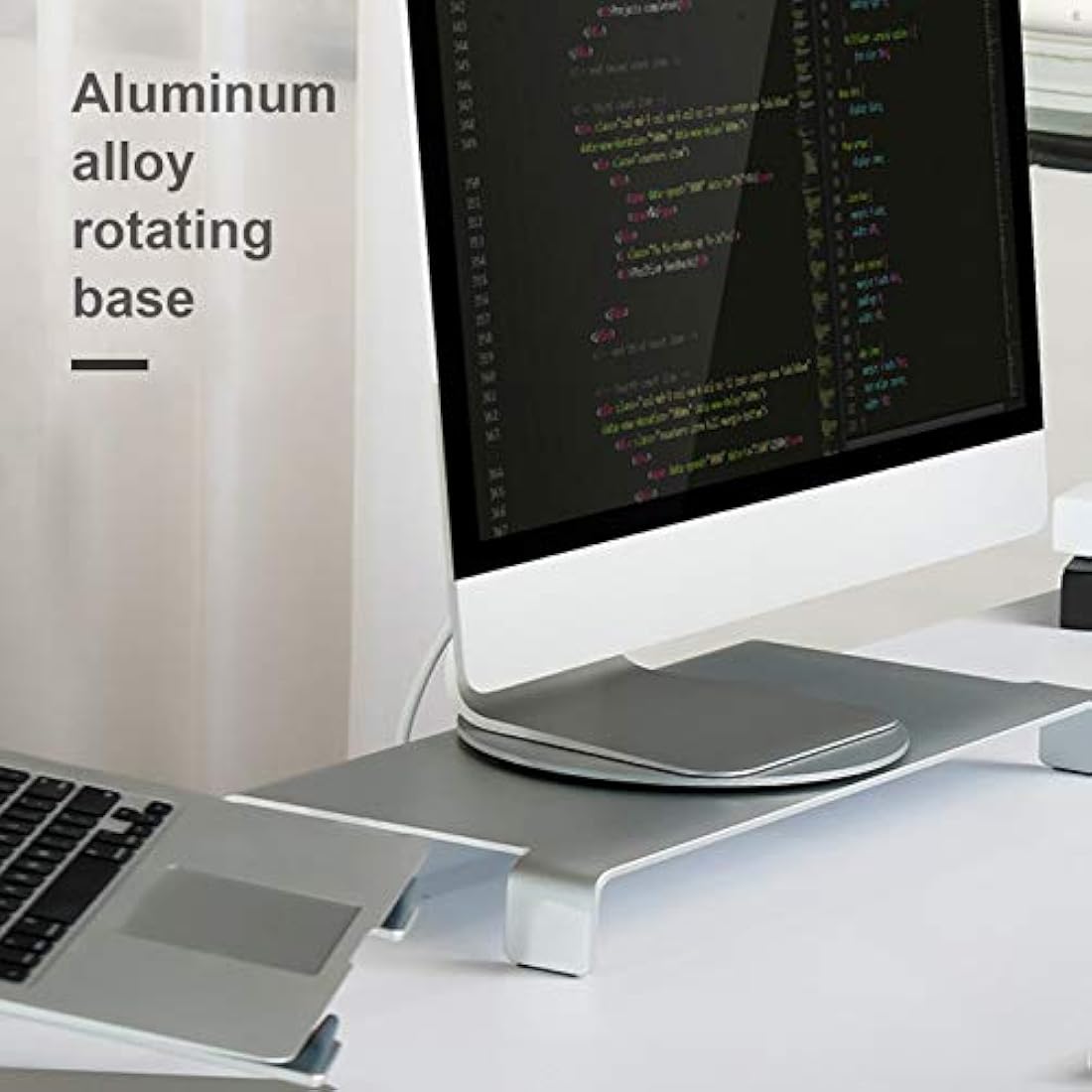 360° Rotation Monitor Swivel Base, Silver Aluminum Alloy Computer Screen Monitor Turntable Stand, Rotating Swivel Base for Disply Rotating Mount