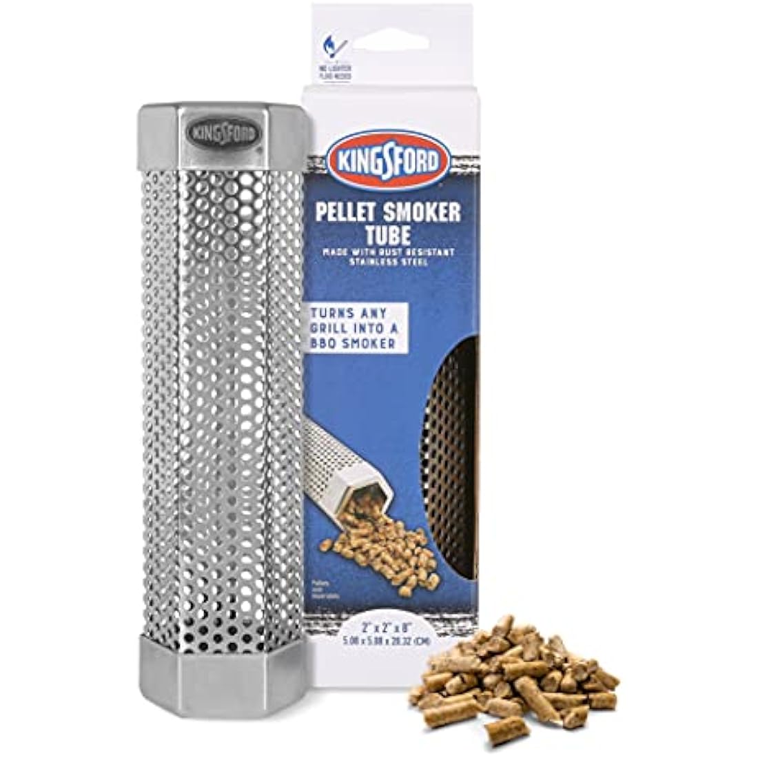 Kingsford 8 Inch Pellet Smoker Tube Hexagon With Box | Pellet Tube Smoker Turns Any Grill Into BBQ Smoker | Pellet Smoker Tube, Pellet Smoker Box, Grilling Tools, Smoker Pellets from Kingsford,Silver