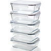 Franklin Lade Glass Food Storage Containers | 5 Piece Set 1040ml | BPA-Free Airtight LeakProof Lids | Food Containers | Glass Containers with Lids | Microwave, Oven, Freezer & Dishwasher Safe