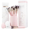 Niré Beauty Pink Makeup Brushes - 15-piece Award Winning Pink Makeup Brush Set with Case, Blending Sponge, Brush Cleaner, Guide, Gift Box