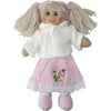 Rag Doll With White Cardigan & Pink Dress.