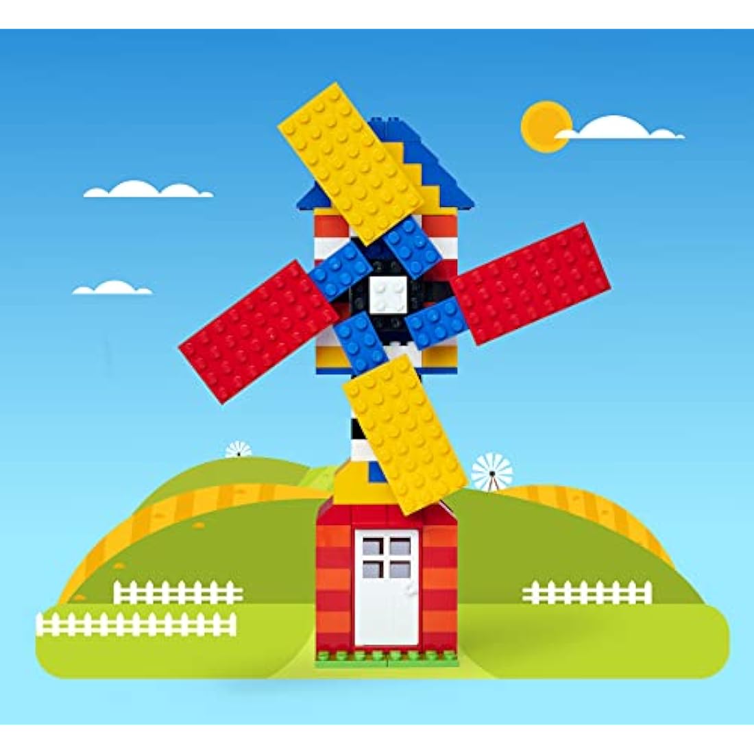 Simba 104114519 Blox 500 Building Blocks in Bucket, for Children from 3 Years, Various Stones, 16 Windows, 4 Doors, with Base Plate, Fully Compatible, Assorted Colours