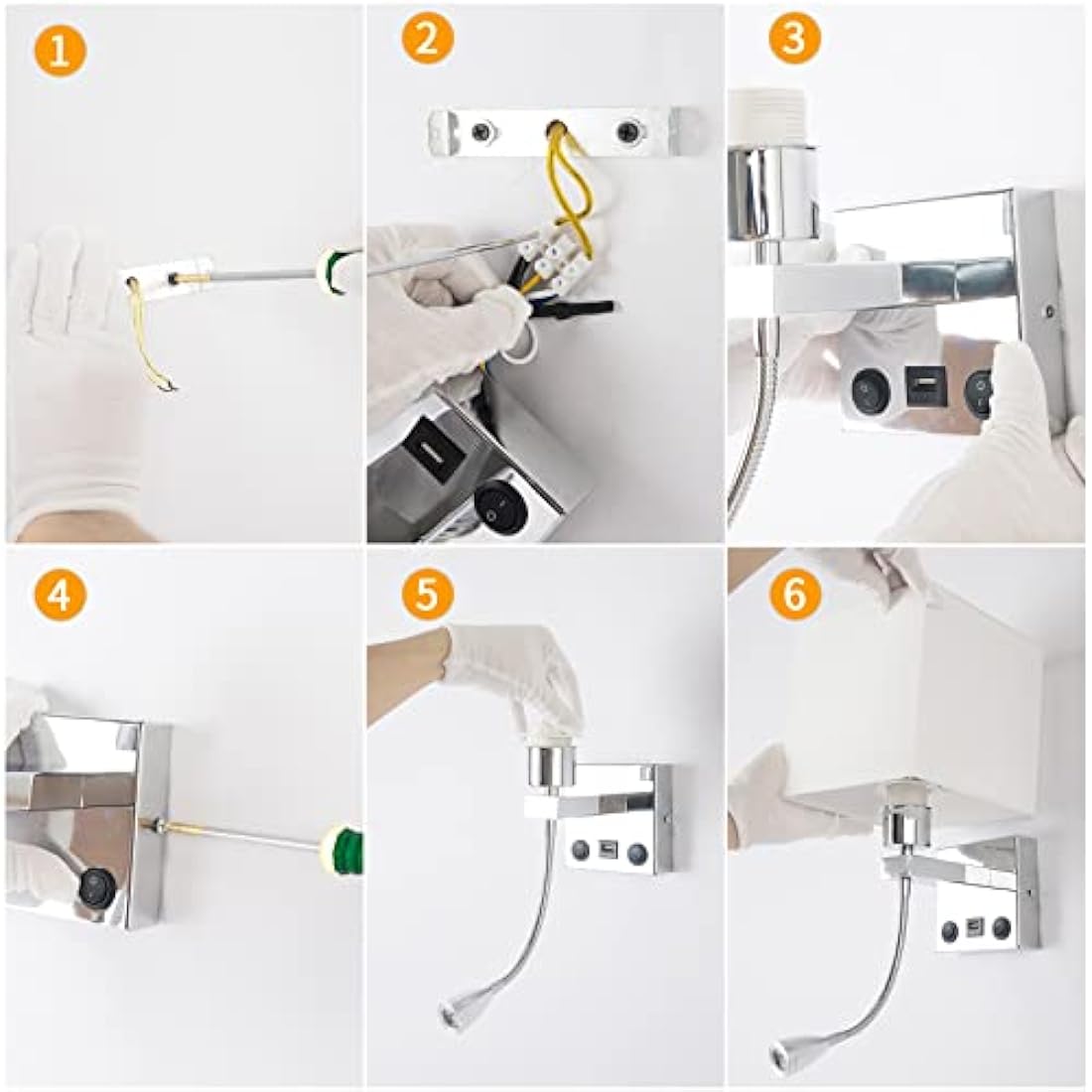 DEECOZY LED Wall Lamp Indoor, Bedside Reading Rocker Wall Light,2 Toggle Switches,Tendlife Bedroom Wall Lamp, Candle Holder Living Room Corridor Wall Lamp 3W and E27 Lamp Holder