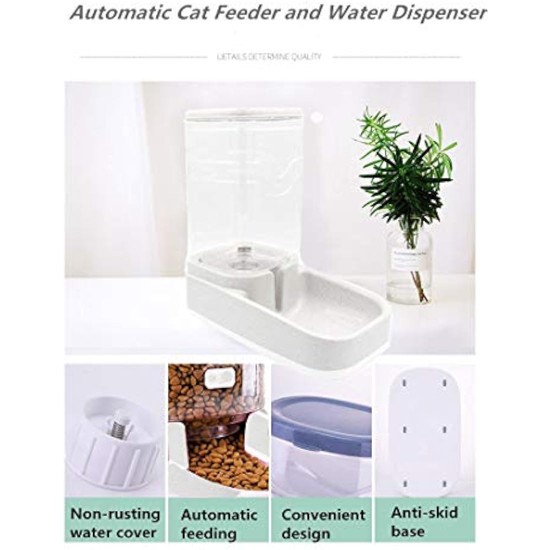 Old Tjikko Automatic Feeder and Waterer Set, Dog Cat Food Feeder and Water Dispenser 3.8L, Gravity Pet Feeder for Small Medium Big Pets