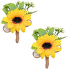 CRASPIRE 2 Pieces Sunflower Corsage Wedding Flowers Accessories Artificial Flower Yelloe Groom Groomsman Best Man Wedding Flowers Accessories for Groom Groomsmen Prom