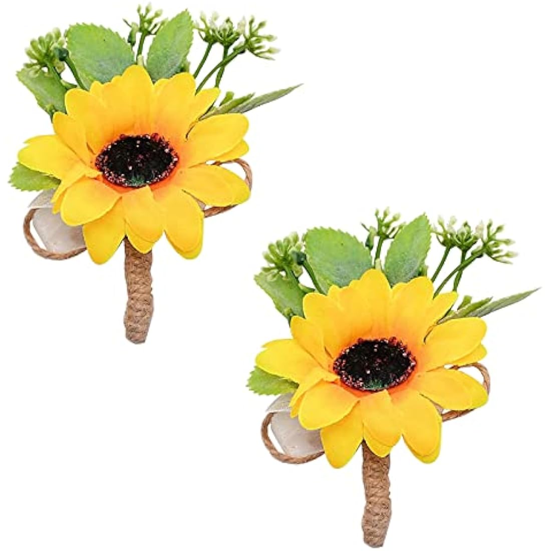 CRASPIRE 2 Pieces Sunflower Corsage Wedding Flowers Accessories Artificial Flower Yelloe Groom Groomsman Best Man Wedding Flowers Accessories for Groom Groomsmen Prom