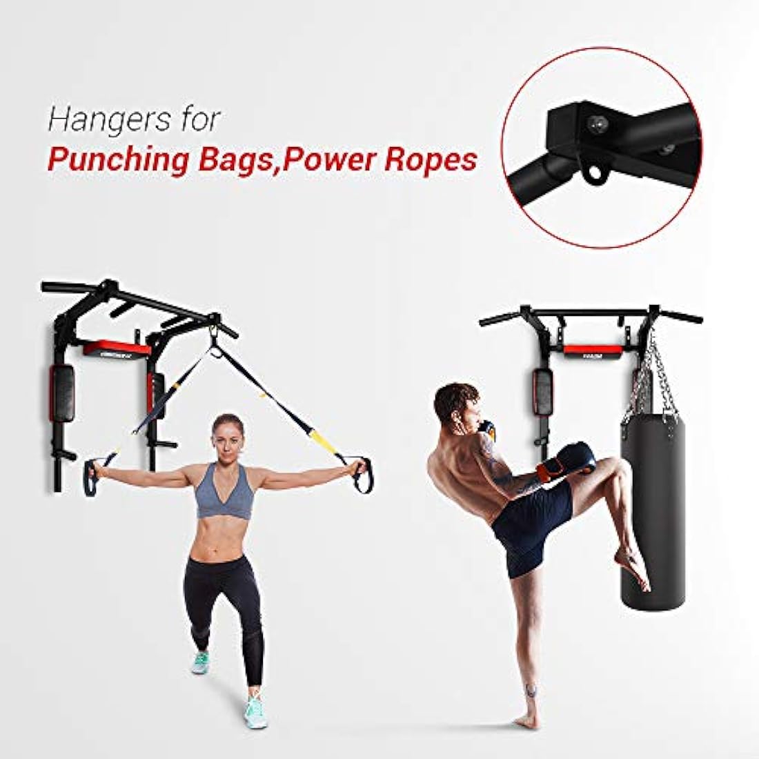 ONETWOFIT Multifunctional Wall Mounted Pull Up Bar/Chin Up bar, Dip Station for Indoor Home Gym Workout, Power Tower Set Training Equipment Fitness Dip Stand Supports to 440 Lbs