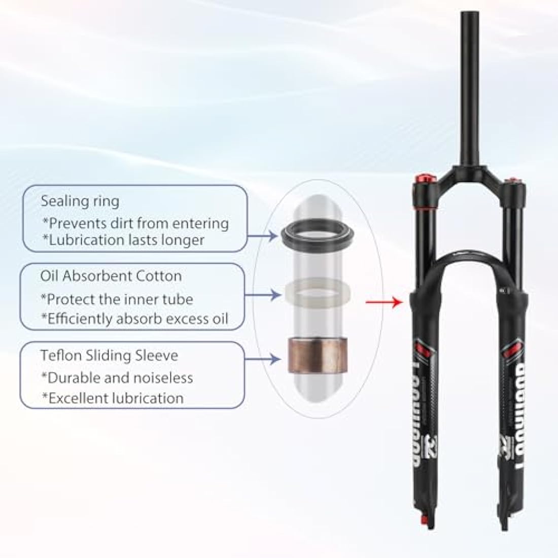 LANXUANR 26/27.5/29 Inch Mountain Bike Fork Rebound Adjustment,Air Supension Front Fork 100mm Travel,9mm Axle,Disc Brake