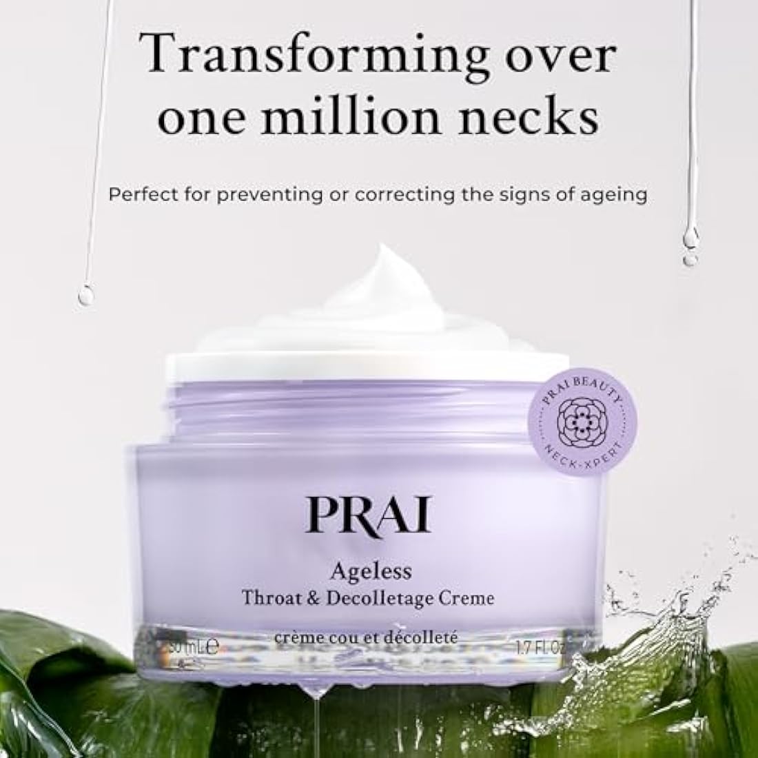 PRAI Ageless Throat & Decolletage Creme 200ml - Anti-Ageing, Collagen Boosting Skincare Cream - Tightens & Firms Skin, Reduces Wrinkles - Luxury Neck Moisturiser With Hyaluronic Acid - 7 Day Results