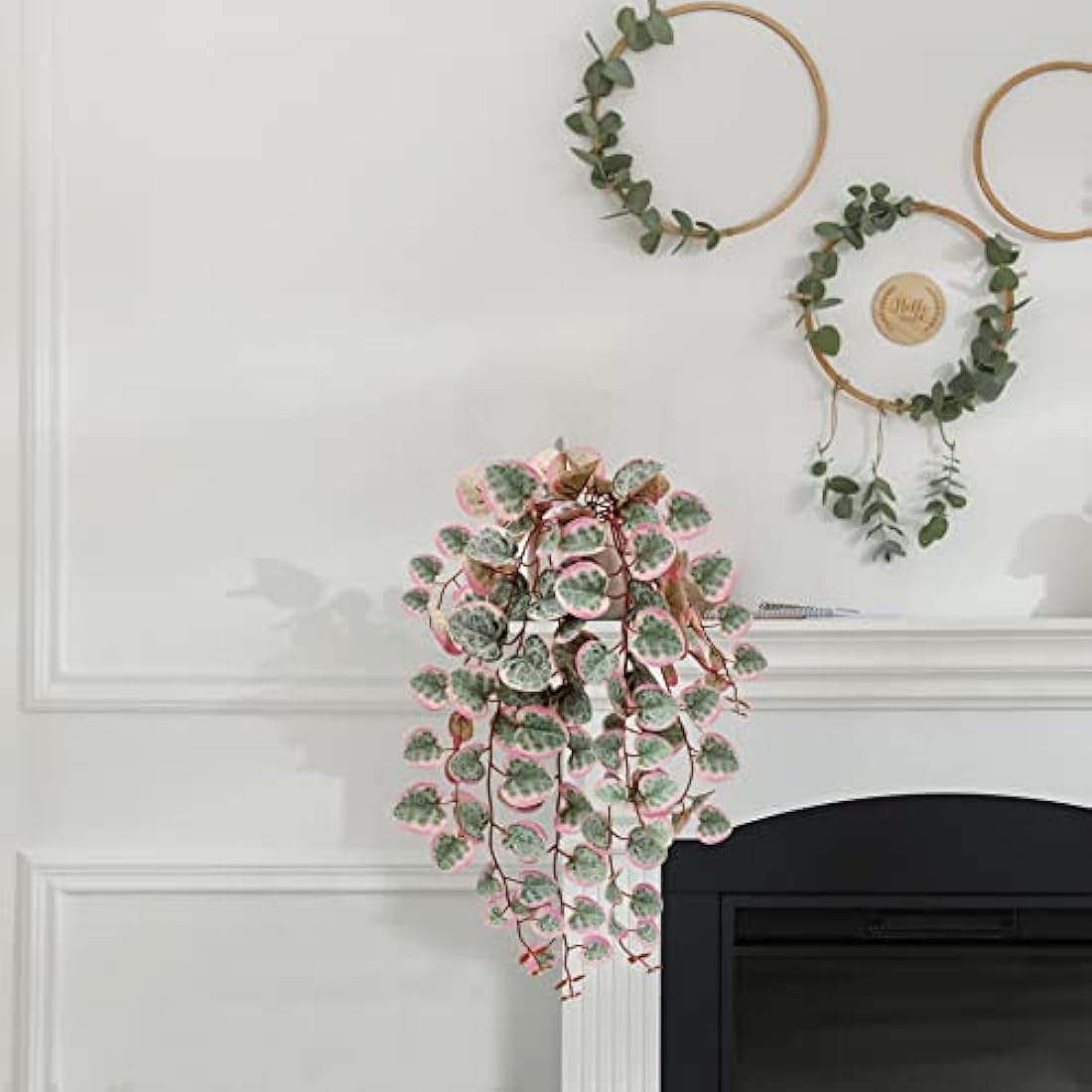 Hollyone Trailing Artificial Plants Decorative Fake Potted Plants, String of Hearts Plants Indoors Outdoors, Faux Trailing Plants for Home, Wall, Living Room, Bedroom, Office Decorations