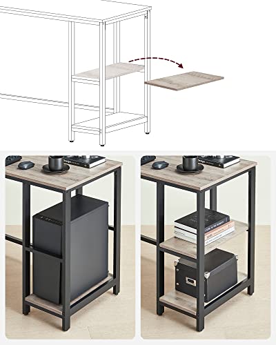 VASAGLE Computer Desk, L-Shaped Corner Desk, Gaming Desk, Workstation with 2 Storage Shelves for Home Office, Space-Saving, Easy to Assemble, Greige