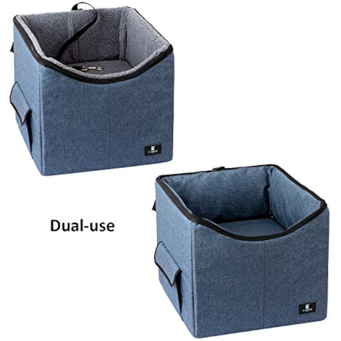 X-ZONE PET Dog Booster Car Seat/Pet Bed at Home, with Pockets and Carrying case，Easy Storage and Portable（Medium, Blue