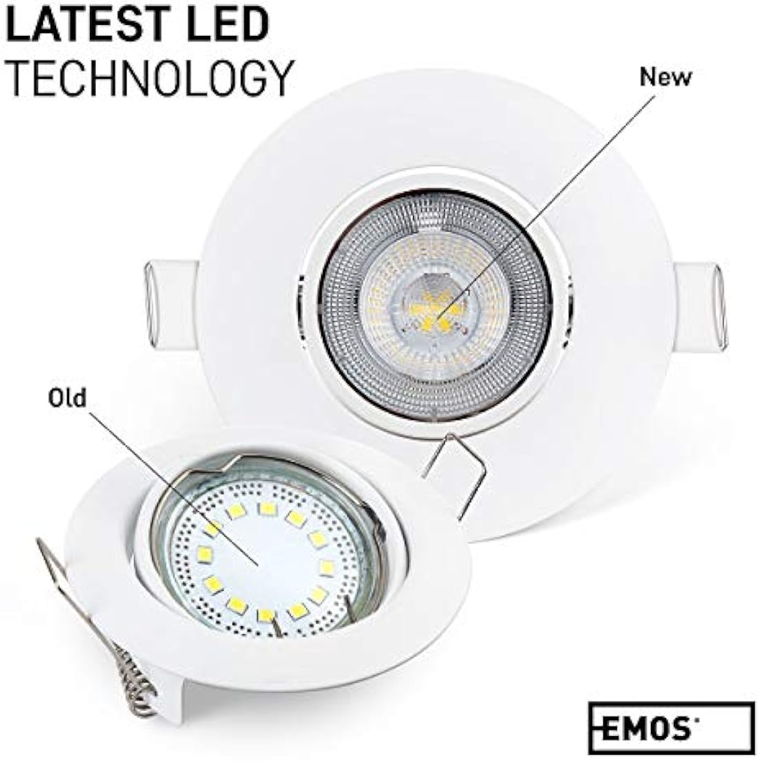 EMOS LED Spot Lights Ceiling Round 5W / 450lm, 3000K Warm White | 50° Tilt Swivel Recessed Ceiling Lights, Ultra Slim | Pack of 12 Recessed LED Downlights for Ceiling, Mains Powered, White