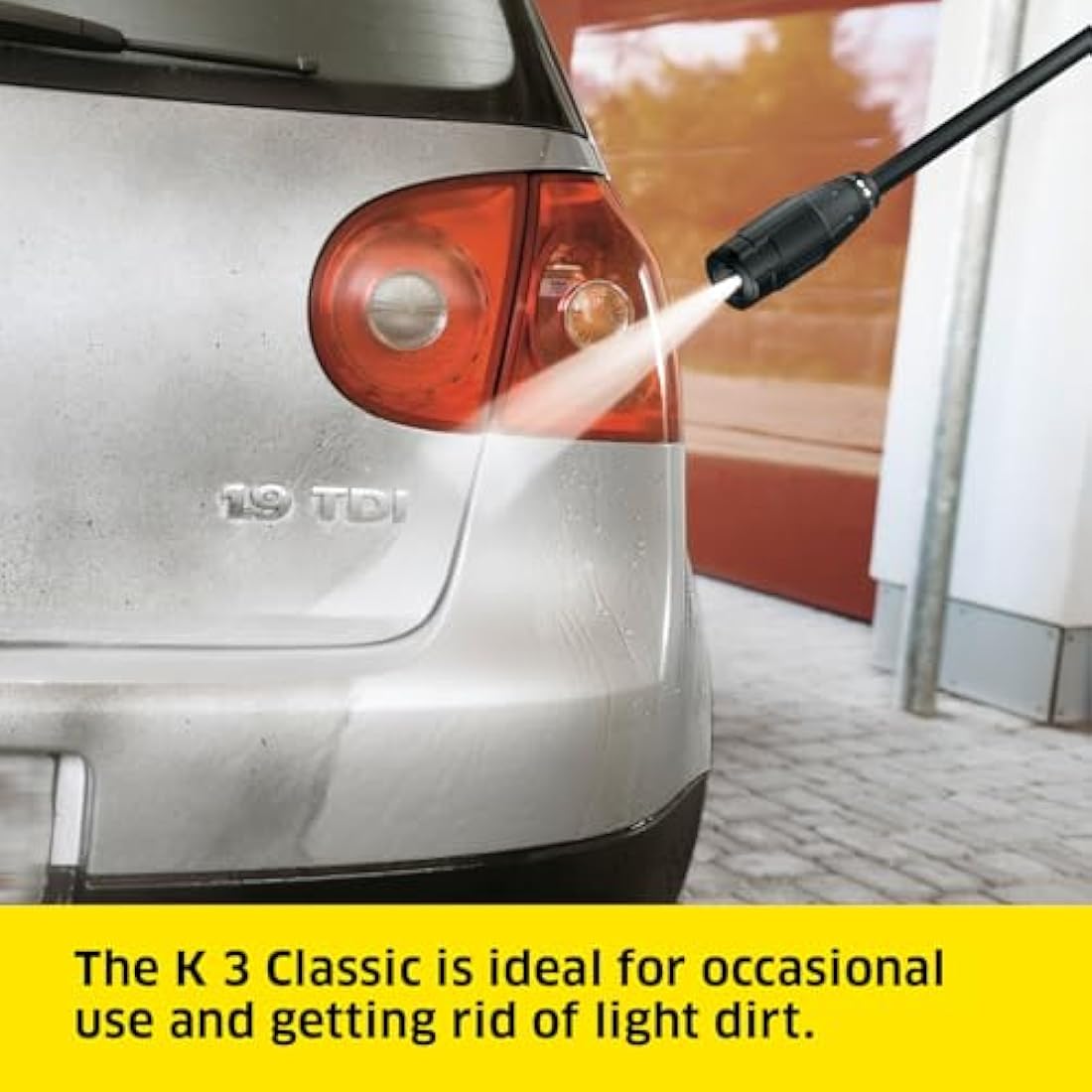 Kärcher K 3 Classic pressure washer, pressure: max. 120 bar, flow rate: 380 l/h, area coverage: 25 m²/h, water filter, weight: 4.2 kg, high-pressure hose and gun, dirt blaster, spray lance