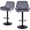 ralex-chair Bar Stools Set of 2, Height Adjustable Velvet Fabric Swivel Barstool Bar Chairs, Breakfast Dining Stools With Backrest and Armrest for Bar, Counter and Kitchen, Grey