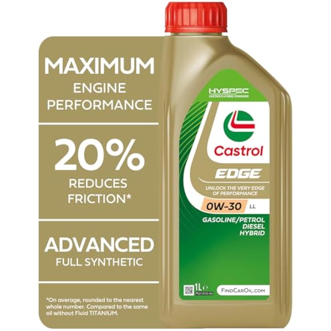 Castrol Edge 0W-30 LL Longlife Engine Oil, 1L, Gold