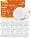 Tomosu LED Downlights for Ceiling Warm White 2700K 5W 450LM, AC 220-240V, Cut Φ75-90mm, 24mm Ultra Slim LED Recessed Ceiling Lights, IP44 Spotlights for Bathroom, 20 Pack
