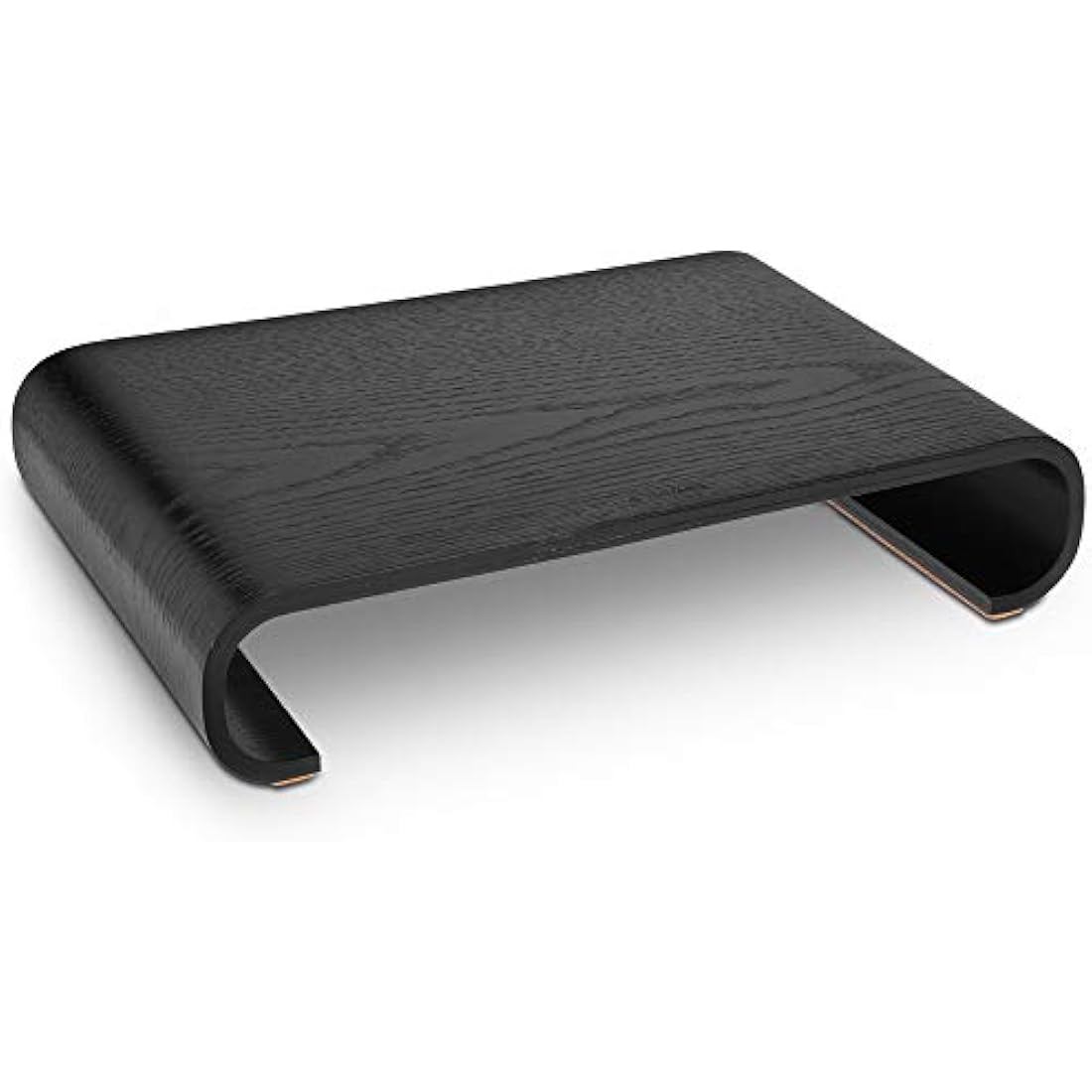 Navaris Computer Monitor Wood Stand - Universal Desk Monitor Holder - Desktop Dock Wooden Mount Display Riser for PC TV Laptop - Oak in Black