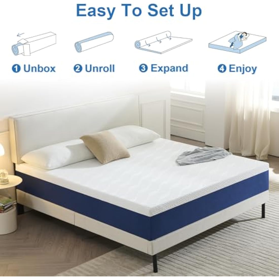 Yocreat 20CM Single Gel Memory Foam Mattress, Pressure Relieving, Medium Firm Feel with Cooling Cover, Breathable Mattress, Single Bed 90cm x 190cm