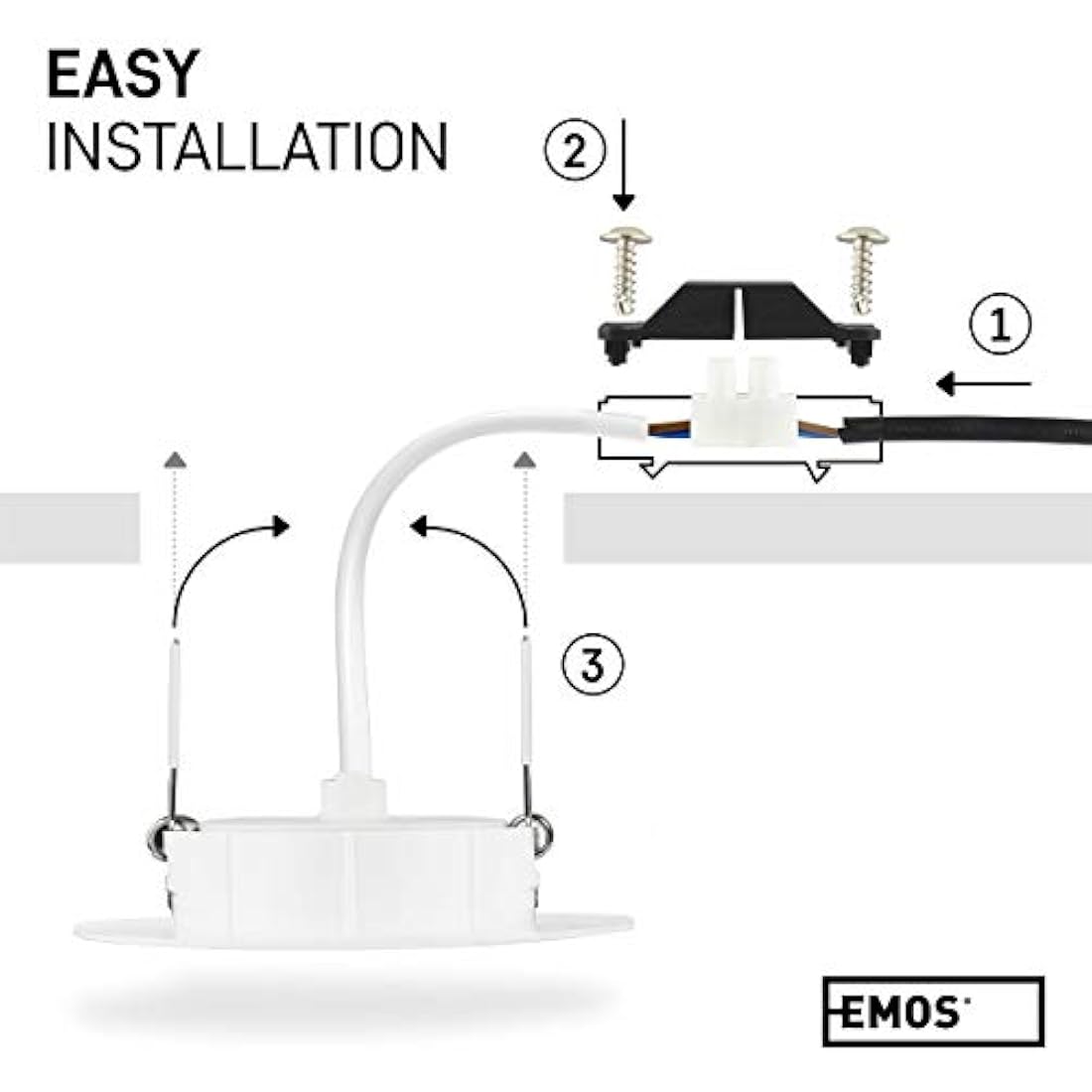 EMOS LED Spot Lights Ceiling Round 5W / 450lm, 3000K Warm White | 50° Tilt Swivel Recessed Ceiling Lights, Ultra Slim | Pack of 12 Recessed LED Downlights for Ceiling, Mains Powered, White
