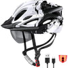 RaMokey Bike Helmet for Men and Women, Lightweight Cycle Helmet with LED Light Magnetic Goggle Sun Visor, Mountain & Road Bicycle Helmets for Adult Cycling Adjustable Size 57-62cm
