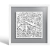O3 DESIGN STUDIO Paris Paper Cut Map framed, White map, White frame, 9x9 inches, Gift Boxed, 4 background color, self-changing, Paper Art