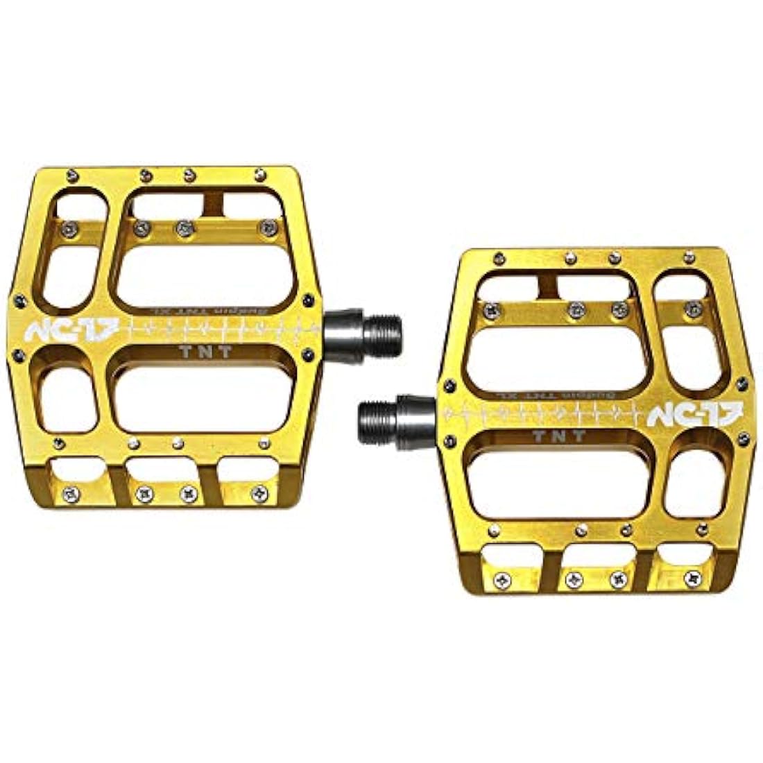 NC-17 Sudpin IV XL TNT Aluminium Platform Pedals/Mountain Bike Pedal/BMX Pedal/Flat Height 17.7 mm/Fail Safe System/Precision Bearing + Cr-Mo Axle/Includes Spare Pins