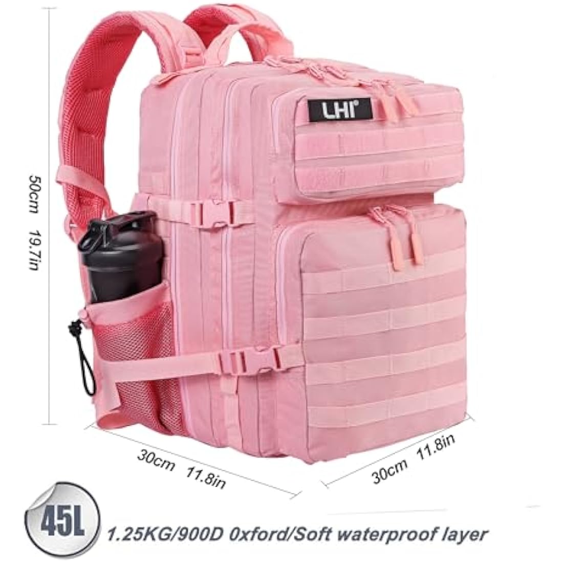 LHI Military Tactical Backpack for Men and Women 45L Large waterproof Rucksack for School, Hiking, Trekking, Hunting