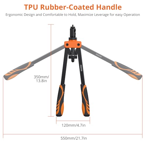 Proster 14" Rivet Nut Tool with 6PCS Metric Mandrels 150 PCS M3-M10 Heavy Duty RIV Nut Gun Set Thread Setter Kit with Carrying Case Orange