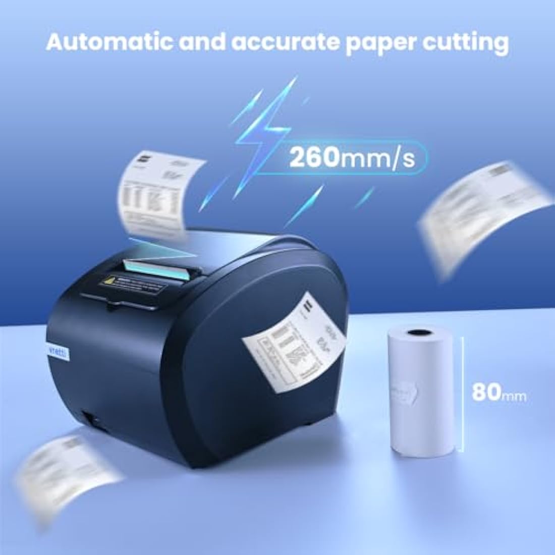 vretti Thermal Ticket Printer, Direct Thermal Printer with USB Serial LAN Port - Supermarket Kitchen POS Printer with ESC/POS Command Support