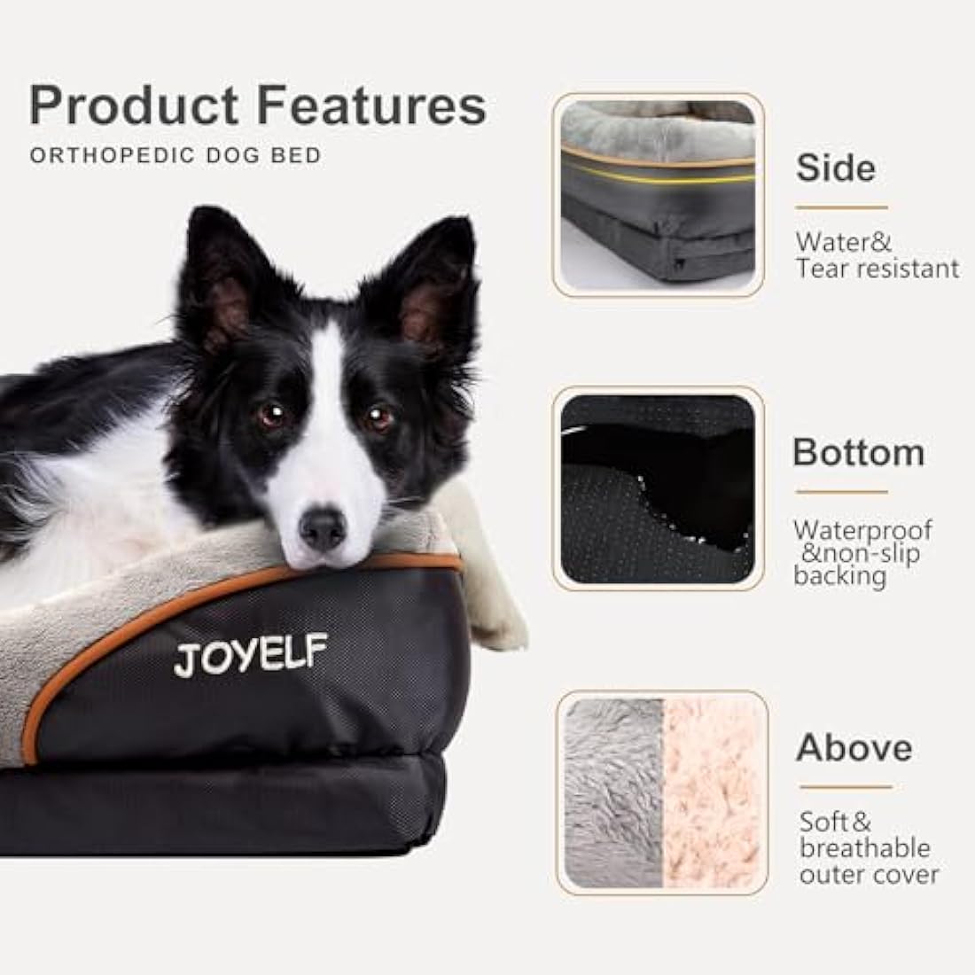 JOYELF Large Memory Foam Dog Bed, Orthopedic Dog Bed & Sofa with Removable Washable Cover and Squeaker Toys as Gift