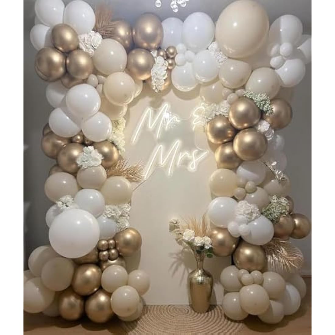 Nude White Gold Balloons, 60PCS Metallic Champagne Gold Cream White Clear balloon White Sand Blush Beige Transparent Party Balloons for Birthday Boho Wedding Anniversary Engagement Hen Decorations