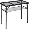 REDCAMP 2.8ft Folding Camping Table for Outside, Lightweight Aluminum Portable Folding Table for Cooking BBQ, Metal Grill BBQ Table Easy to Assemble with Adjustable Heights Legs,Black 87cm x 40cm