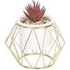 Sleepdown Halo Deep Purple Succulent Artificial Faux Plant Gold Cage Stand for Home Office Bathroom Decor Indoor Decoration Aesthetics