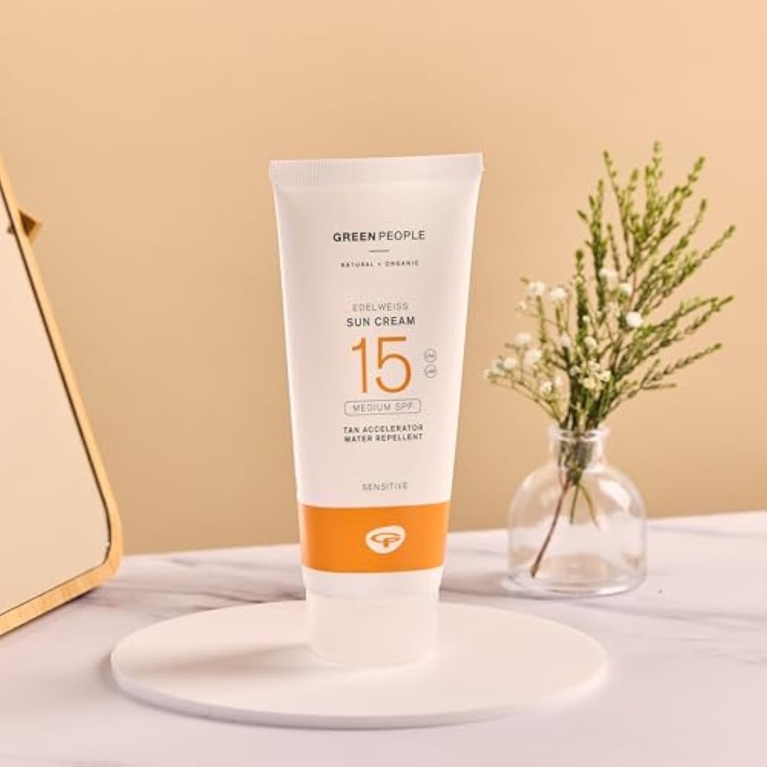 Green People Edelweiss Sun Cream with Tan Accelerator - SPF15 - Natural Sunscreen Suitable for Sensitive Skin - Reef Safe & Cruelty Free, 200ml
