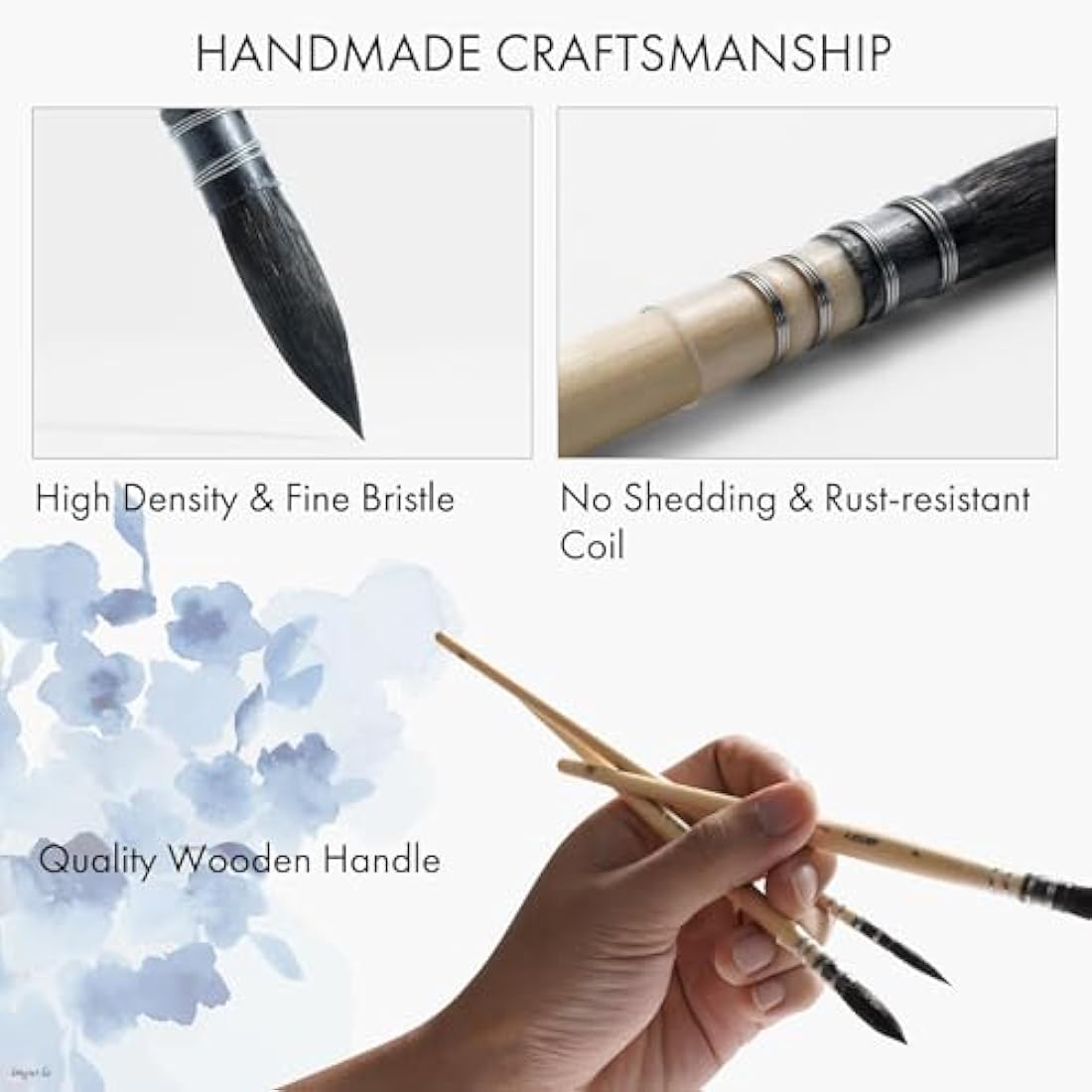ARTIFY Professional Watercolor Squirrel Hair Paint Brushes, Master series, Mop Round Fine Tip Detail Paintbrush Set for Watercolor, Gouache, Acrylic and Oil (3 Brushes)