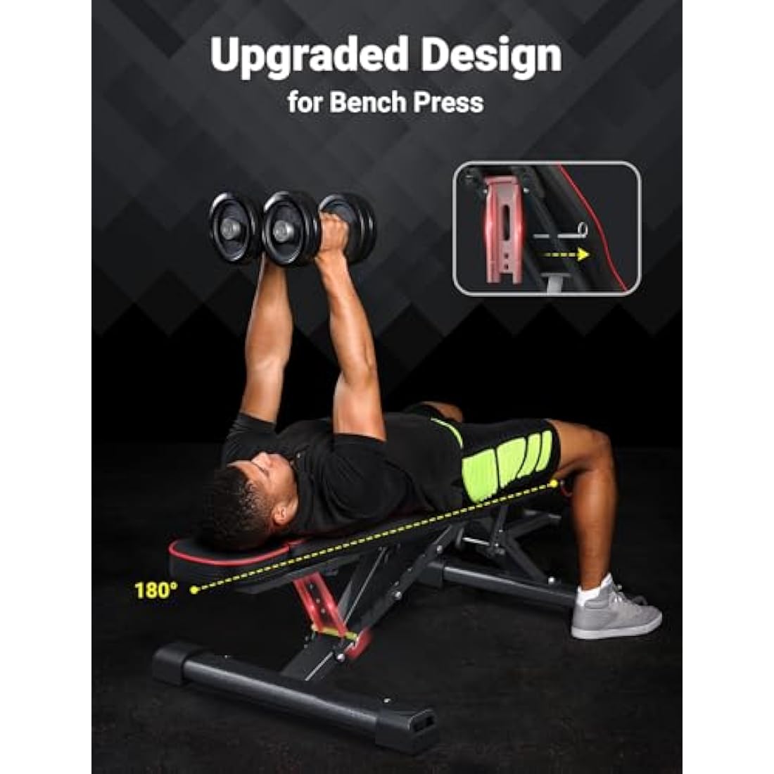 YOLEO 880LB Adjustable Weight Bench, Foldable Bench Press Stand, Extended Head, 90 Degree Workout Bench, 6'56'' User Height