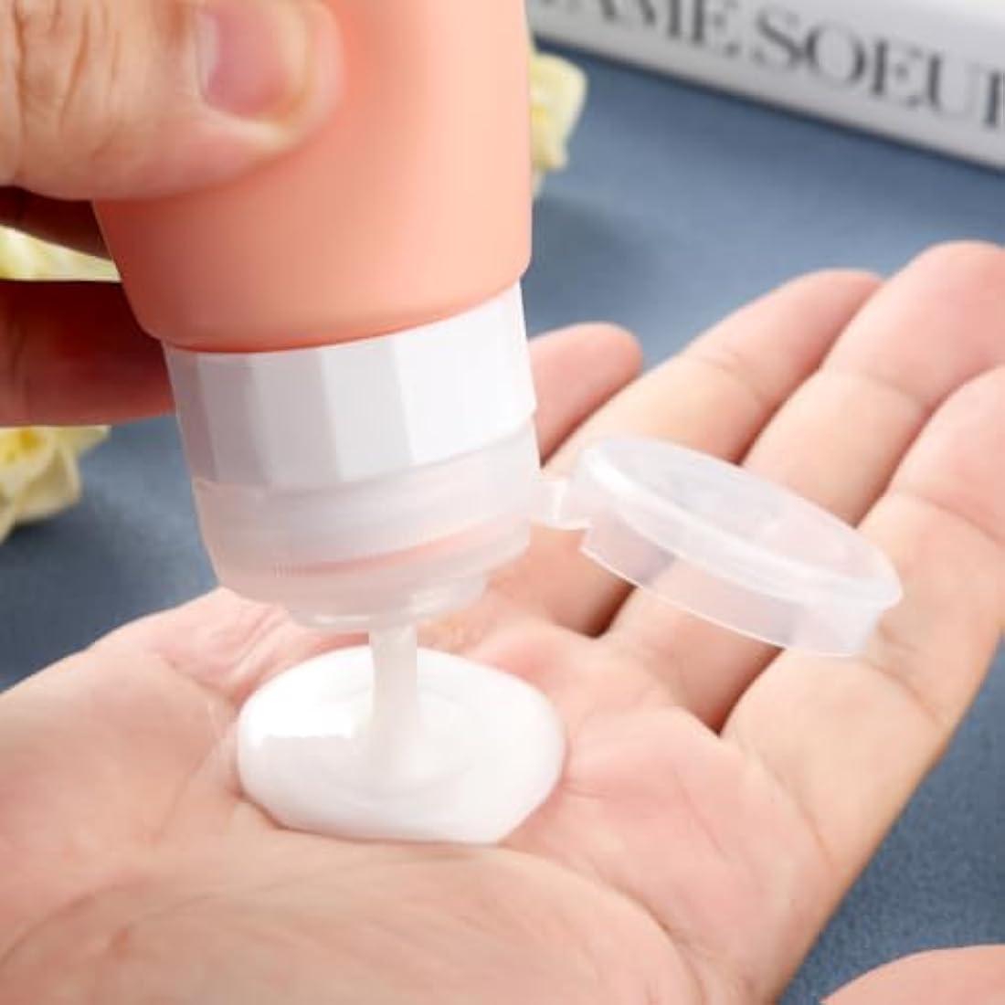 Gemice Silicone Travel Bottle, 4 Pack Portable Travel Containers Set LeakProof Refillable Squeezable for Lotion Liquid Shampoos, Soap and Toiletries (90ml)